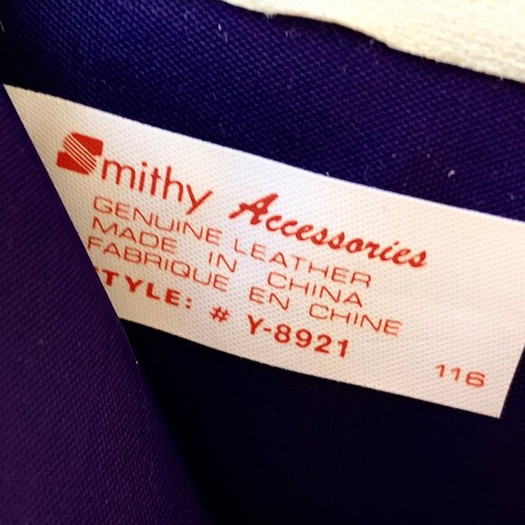 SMITHY Vintage Coin Wallet Nappa Cowhide Purple Leather Tri-Fold New Defects - Picture 10 of 15